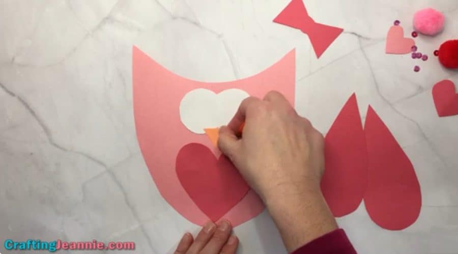 step 3: glue on the owl's nose