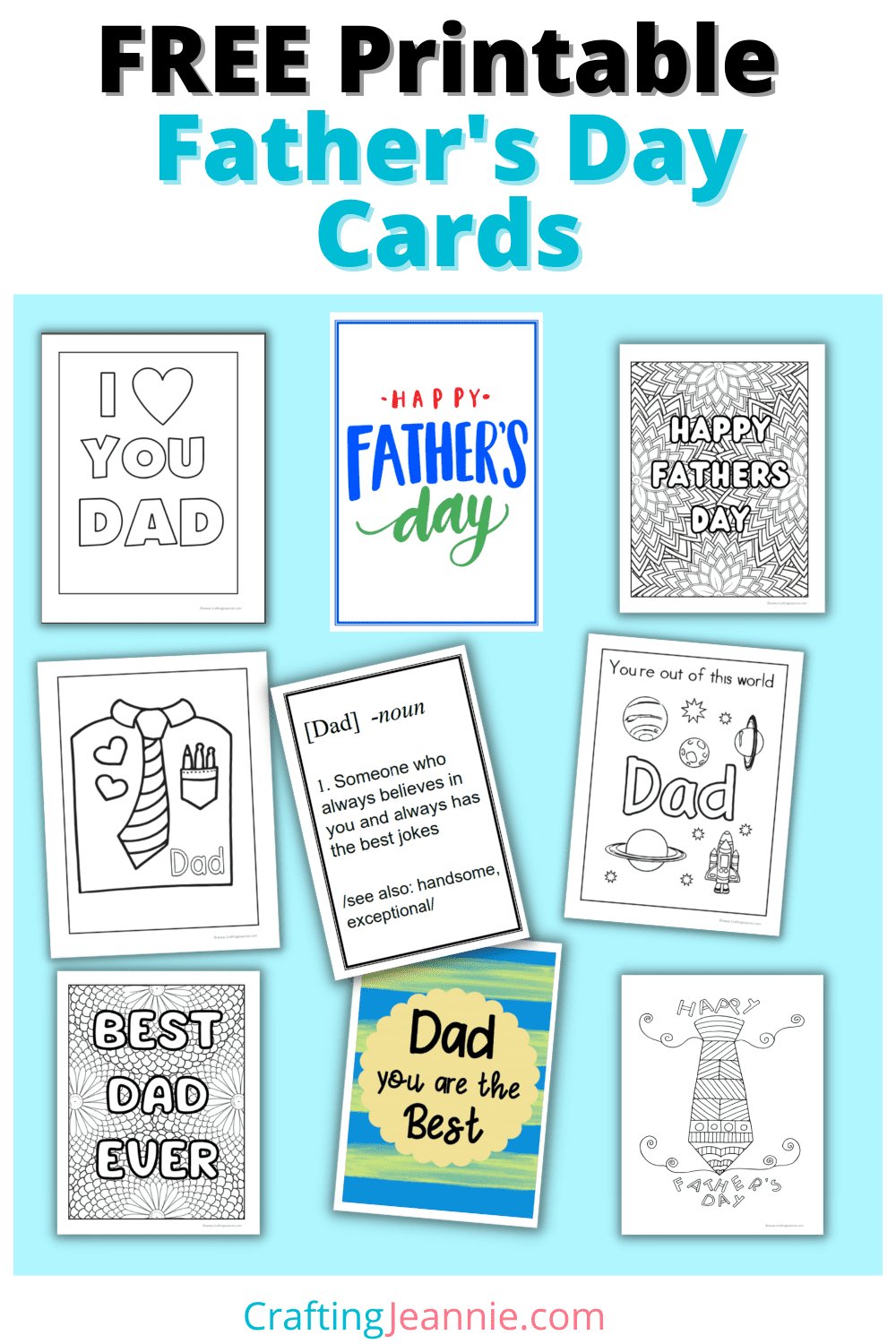 Printable Fathers Day Cards to Color (FREE Download) - Crafting Jeannie
