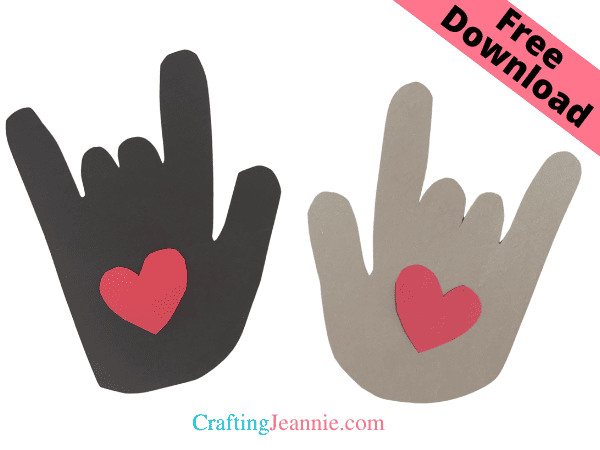 Kissing hand craft - paper I love you sign language