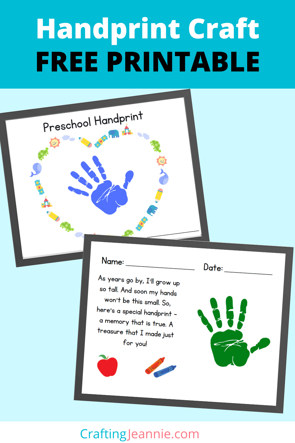 First Day of School Handprint Poem (Free) - Crafting Jeannie