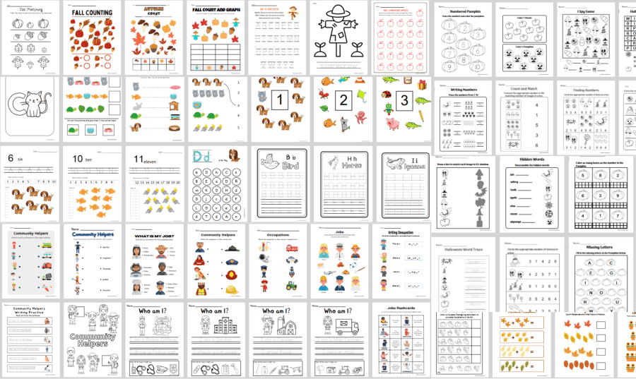 october preschool worksheets