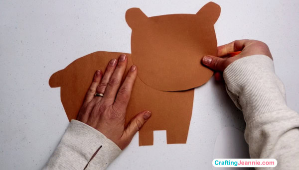 step one glue on the bear's head