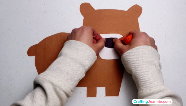 glue on the bear's nose