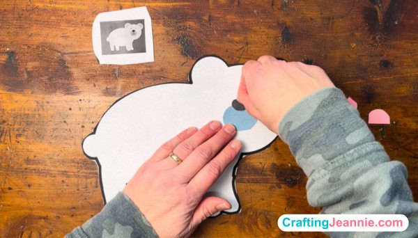 polar bear craft - glue on the nose