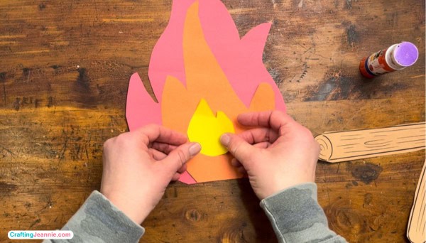 glue yellow flame into center of fire