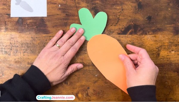 carrot craft step two glue on the greenery