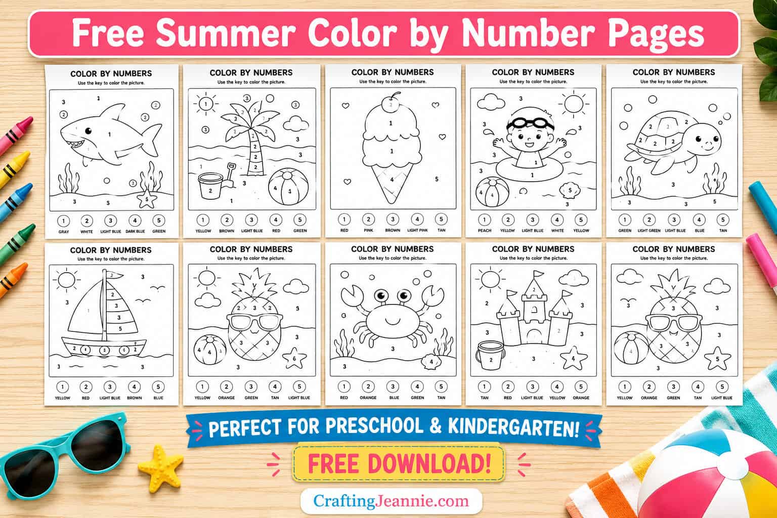 summer color by number