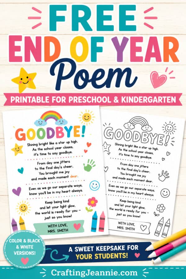 end of year poem Pinterest image color and black and white by CraftingJeannie