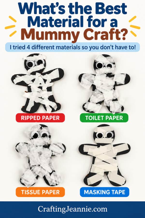 masking tape Mummy Craft for Kids with other materials